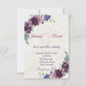 Invitation Mariage à budget floral violet aquarelle (Devant)