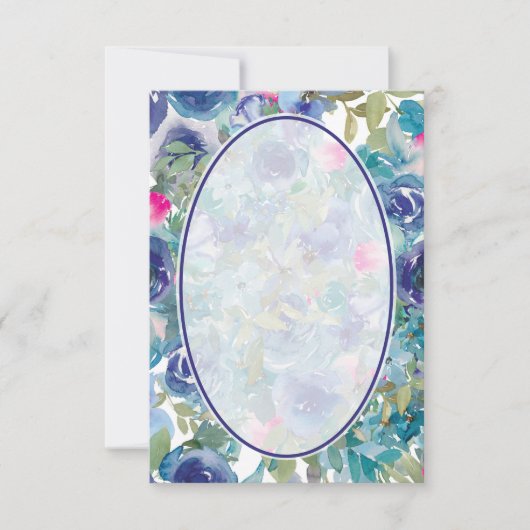 Invitation Mariage à budget limité sur fond floral bleu (Devant)