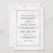 Invitation Mariage à budget moderne Marbre code QR Deluxe (Devant)