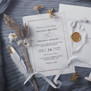Invitation Mariage à budget moderne Marbre code QR Deluxe