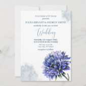 Invitation Mariage à budget simple bleu floral Navy (Devant)