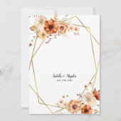 Invitation Mariage à cadre doré beige rouille (Dos)