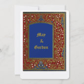 Invitation Mariage à cadre fleuri de style médiéval éclairé (Dos)