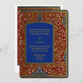 Invitation Mariage à cadre fleuri de style médiéval éclairé (Devant / Derrière)
