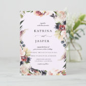 Invitation Mariage à cadre floral Plum (Debout devant)