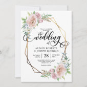 Invitation Mariage à cadre géométrique fleuri pastel (Devant)