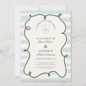 Invitation Mariage à Cadre Ondulé Rétro Doodle (Devant)