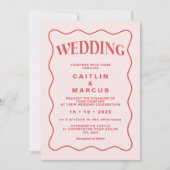 Invitation Mariage à cadre rouge rose et rouge (Devant)