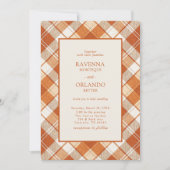 Invitation Mariage à carreaux Gingham orange vieilli (Devant)