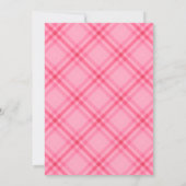 Invitation Mariage à carreaux gingham ruban rose (Dos)