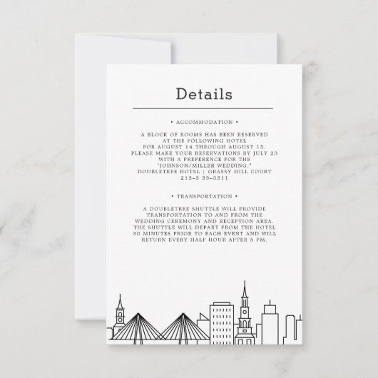 Invitation Mariage à Charleston | Détails pour les invités (Devant)