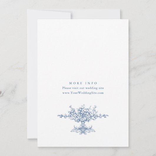 Invitation Mariage à charpente florale Bleu Victorien Orné Gr (Dos)