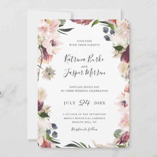 Invitation Mariage à charpente florale de Plum (Devant)