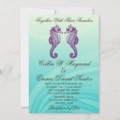 Invitation Mariage à cheval de mer bleu et pourpre (Devant)