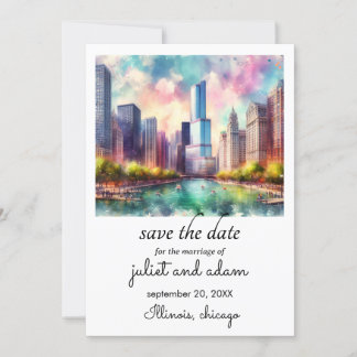 Invitation mariage à chicago horizon urbain faire part de rés