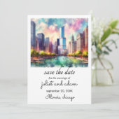 Invitation mariage à chicago sur la skyline save the date (Debout devant)