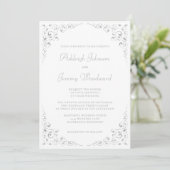Invitation Mariage à code QR de cadre botanique Silver Script (Debout devant)