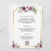 Invitation Mariage à code QR esperluette florale prune rose (Dos)