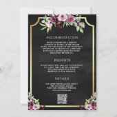 Invitation Mariage à code QR esperluette florale prune rose e (Dos)