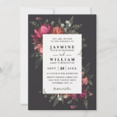 Invitation Mariage à code QR floral botanique élégant en fleu (Devant)
