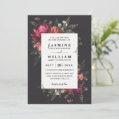 Invitation Mariage à code QR floral botanique élégant en fleu (Debout devant)