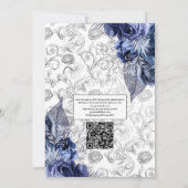 Invitation Mariage à code QR floral en feuille de faux argent (Dos)