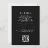 Invitation Mariage à code QR Floral foncé Bleu marine Argent (Dos)