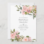 Invitation Mariage à code QR floral rose et or rose (Devant)