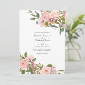 Invitation Mariage à code QR floral rose et or rose (Debout devant)