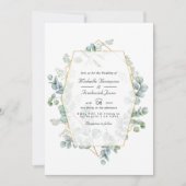 Invitation Mariage à code QR géométrique eucalyptus aquarelle (Devant)