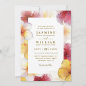 Invitation Mariage à code QR moderne floral Cœurs en fleurs (Devant)
