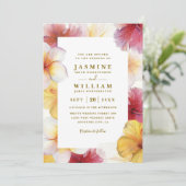 Invitation Mariage à code QR moderne floral Cœurs en fleurs (Debout devant)