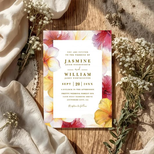 Invitation Mariage à code QR moderne floral Cœurs en fleurs