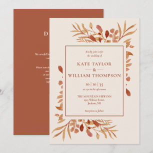 Invitation Mariage à code QR terracotta automne rustique