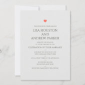 Invitation Mariage à cœur de corail (Devant)