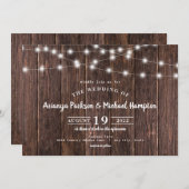 Invitation Mariage à cordes de bois rustique (Devant / Derrière)