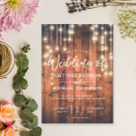 Invitation Mariage à cordes de bois rustique<br><div class="desc">Ce modèle d'inspiration boho rustique dispose de lampes à cordes avec un arrière - plan en bois marron rustique. Tous les styles de texte,  couleurs,  tailles peuvent être modifiés selon vos besoins.</div>