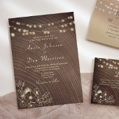 Invitation Mariage à cordes de bois rustique