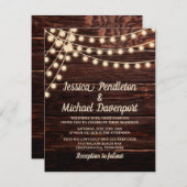 Invitation Mariage à cordes de bois rustique (Devant / Derrière)