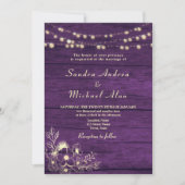 Invitation Mariage à cordes de bois violet (Devant)