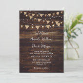 Invitation Mariage à cordes de Burlap en bois rustique (Debout devant)