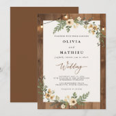 Invitation Mariage à cordes de grains de bois (Devant / Derrière)