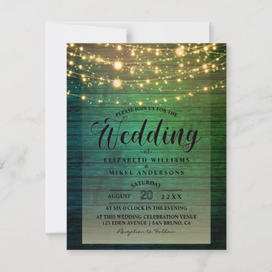 Invitation Mariage à cordes en bois foncé rustique (Devant)