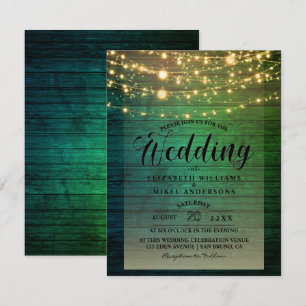 Invitation Mariage à cordes en bois foncé rustique
