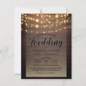 Invitation Mariage à cordes en bois foncé rustique (Devant)