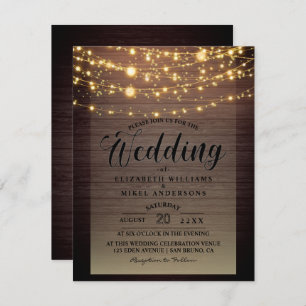 Invitation Mariage à cordes en bois foncé rustique