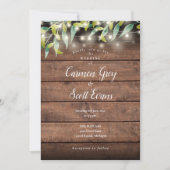 Invitation Mariage à cordes Eucalyptus en bois rustique (Devant)