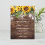 Invitation Mariage à cordes florales de tournesol rustique (Debout devant)