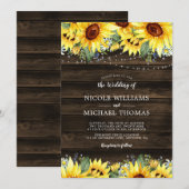 Invitation Mariage à cordes florales de tournesol rustique (Devant / Derrière)