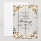 Invitation Mariage à cordes florales rustiques (Devant / Derrière)